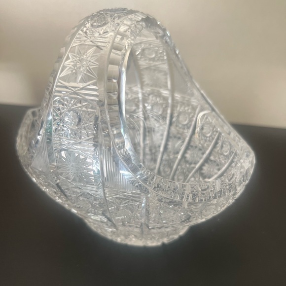 Vintage Bohemia Czech 500PK Hand Cut Crystal 9" Basket - Picture 9 of 10